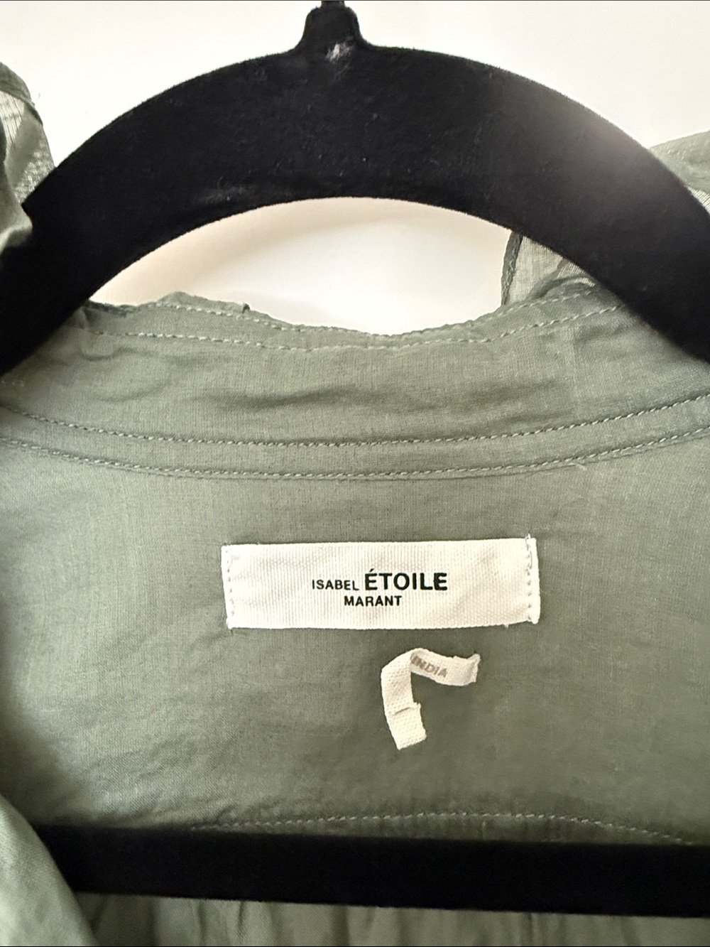 Isabel Marant Ruffle-Neck Sage Green Blouse - Picture 3 of 4